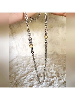 NWOT Ann Taylor Silver Jeweled Long Chain Necklace